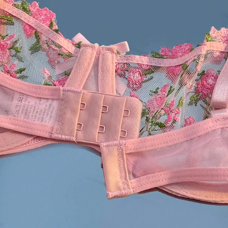 Sexy Lingerie Women Thin Transparent Lace See Through Female Erotic Underwear Bra And Panty Set Sleepwear Suit Embroidery Floral
