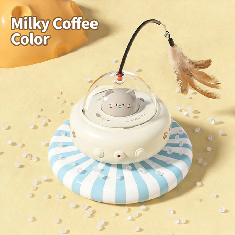 Interactive Cat Toys with Feather Wand & Laser Teaser, Automatic Rechargeable Pet Chase Toy with Soft Night Light, Self-Moveing