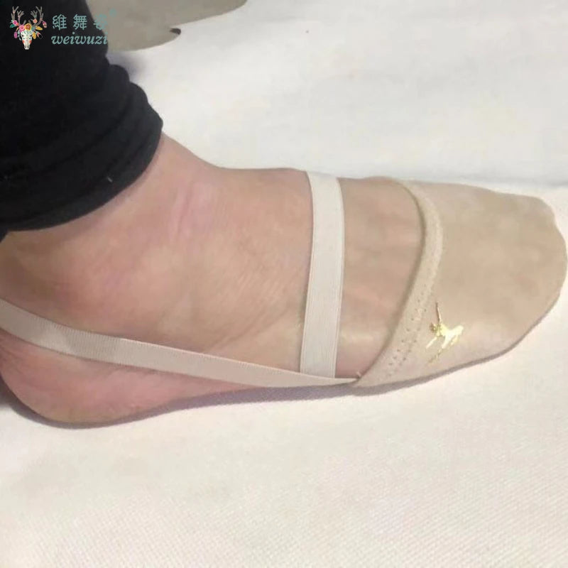 72XE Gymnastic Elastic Half Shoes Ballet Flat Slippers Dance Turning Shoe Practice Sole Cover  Girls Kids Women Belly Shoes