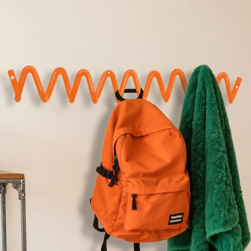 Wall Mounted Coat Rack Iron Clothes Hanger Modern Hall Wave Clothing Racks Aesthetic Wall Organizer Hook Living Room Furniture