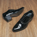 New Dress Leather Shoes Men High Heel 6cm Pointed Toe Brogue Wedding Shoes Height Increase Formal Career Work Jazz Dance Shoes