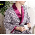Plus Size 3XL 4XL 5XL Men Robe Sleepwear Navy Blue Stripe Kimono Bathrobe Gown with Pocket Summer Satin Home Clothes Lounge Wear