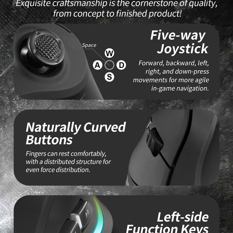 ZELOTES F18 Vertical Ergonomic Mouse 2.4G Wireless Mouse Bluetooth 24000DPI with Programming Gaming Mouse for PC Computer Laptop