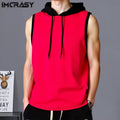 2025 Summer Men's Coat Sleeveless Vest Casual Hoodie Fitness Muscle Hooded Vest T-shirt Polyester Breathable Hip-hop Pullover ﻿