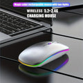 Wireless Mouse Bluetooth and 2.4GHz Dual Modes Rechargeable RGB Ergonomic Silent Click for PC iPad Laptop Cell Phone TV