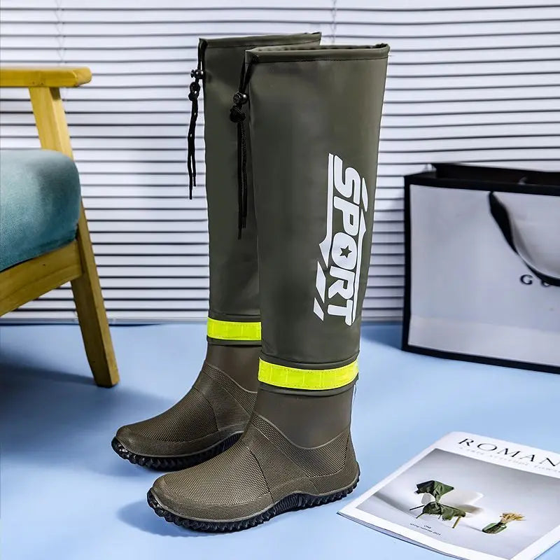 Men's Fashion Rain Boots High-Top Rain Boots For Outer Wear Long-Tube Waterproof And Non-Slip Couple Style Outdoor Fishing Boots