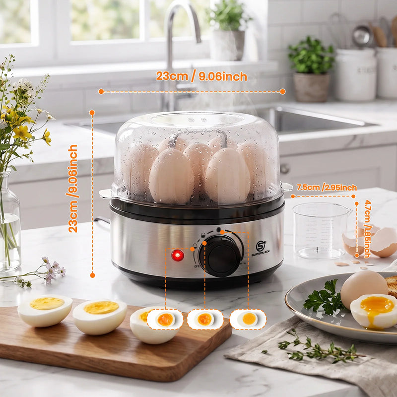 SUPERLEX 400W Power EGG COOKER with Large Capital Boils Up to 7 Eggs Smart Power Off Easy to Clean and Better Safeter For Family