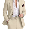 Mens Linen Suit 2 Piece Casual Suits for Men Summer Beach Groom Wedding Suit Linen Blazer Pants Set
