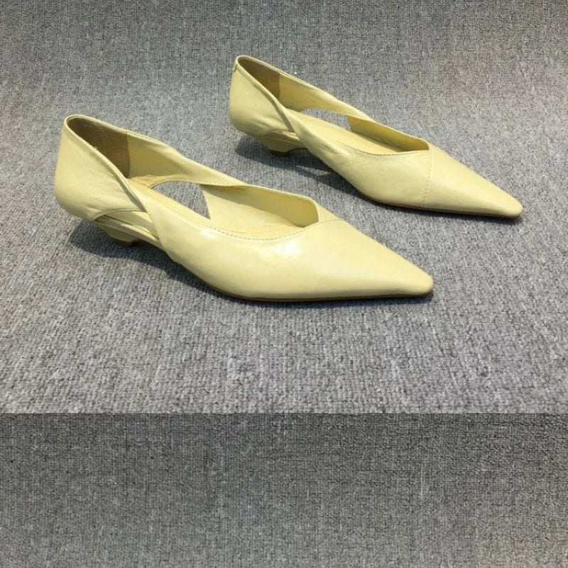 Shoes for Woman Comfortable Women's Summer Footwear Moccasins Blue Low Heel Elegant Pointed Toe High Quality Popular Heels