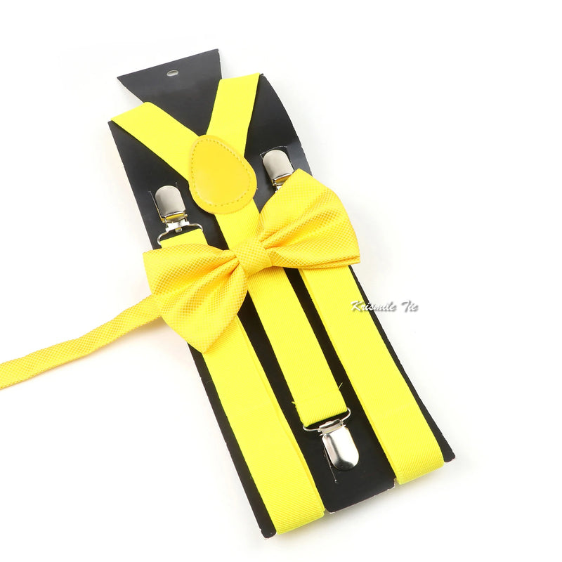 Fashion Men Kids Suspender Bowtie Sets For Wedding Party Festival Gift Brown Khaki Elastic Y - back Straps - Visuel 8 | SAMAG