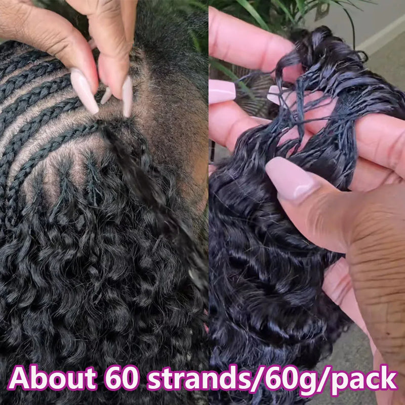 Invisible Knotless Feather Crochet Human Hair Pixie Curls Small Spirals Soft Curly Extensions Pre Separated Miracle Knots Lightweight Hair For Women Boho Braids Daily Hairstyle Making