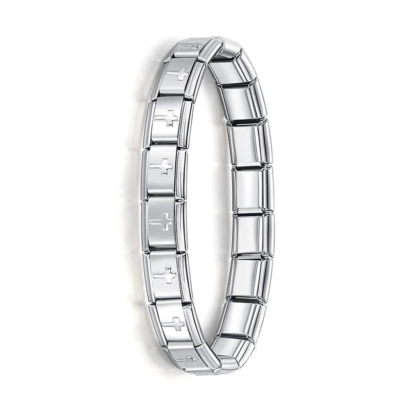 Hapiship New Women's Jewelry 9mm Width Itanlian Elastic Charm Bracelet Fashion Stainless Steel Bangle ST - Visuel 18 | SAMAG