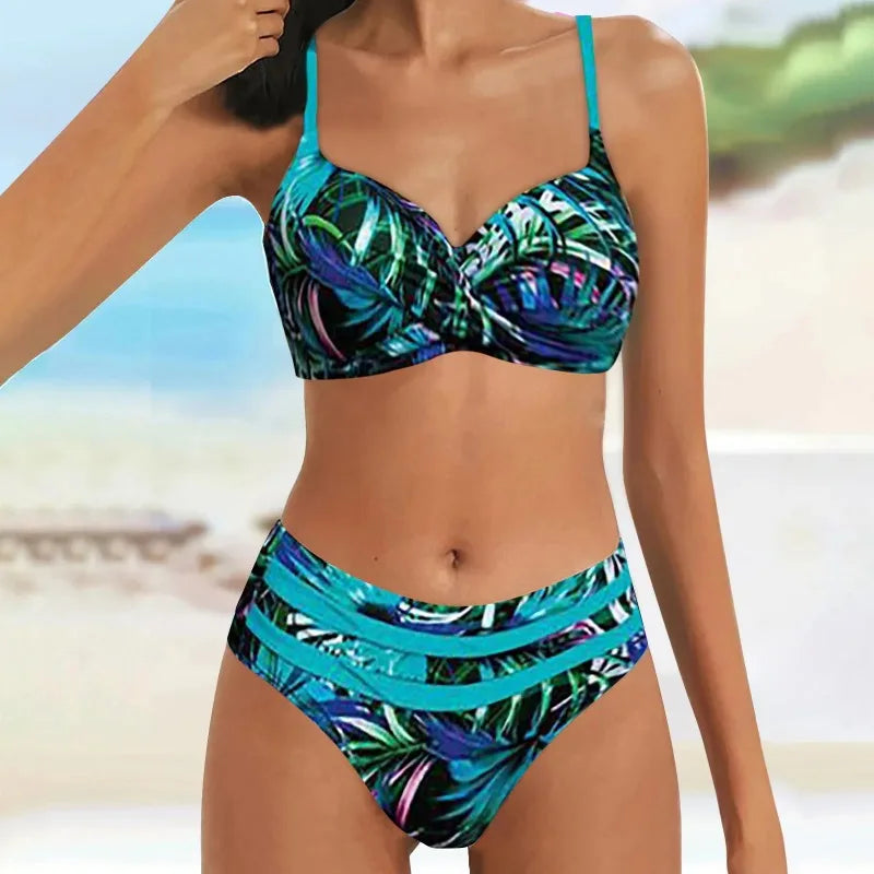 Botanical Print Tankini Swimwear Women'S Bikini Set | SAMAG