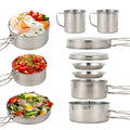 /Set Camping Cookware Mess Kit Stainless Steel Cooking | SAMAG
