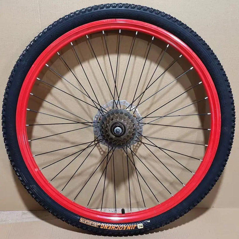 22/24/26 Inch Aluminum Alloy MTB Wheelset, Disc Brake, 7/8/9 Speed Rear Hub, with Tires