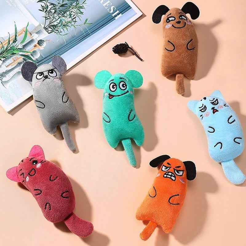 Cartoon cat and dog shaped toys, bite-resistant puppy plush dolls cat self-entertainment teeth grinding and cleaning interactiv