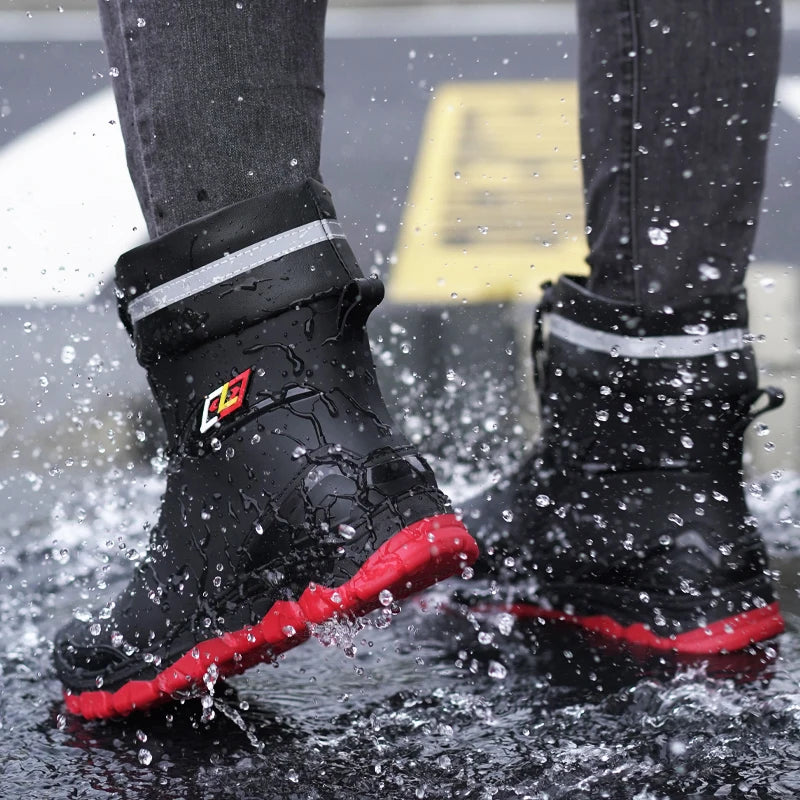 Outdoor Work British Style Anti Slip Waterproof Drawstring Drum Mouth Four Season Universal Men's Rain Boots