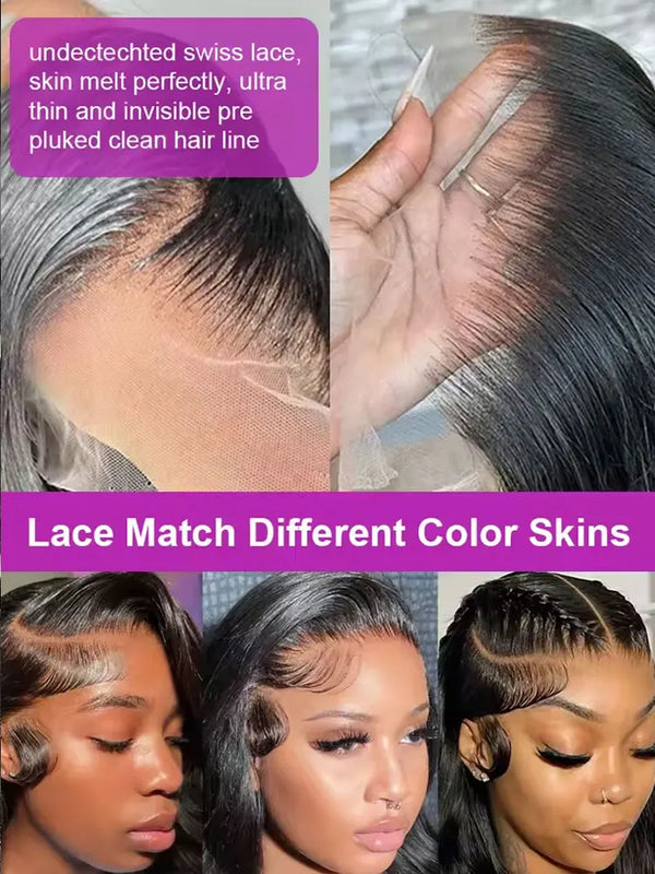 250% Density 34 Inch Hd Lace Front Wigs Human Hair 13x4 Body Wave Lace Front Wigs Human Hair Pre Plucked Glueless Black Wig Natural Black Wig For Women