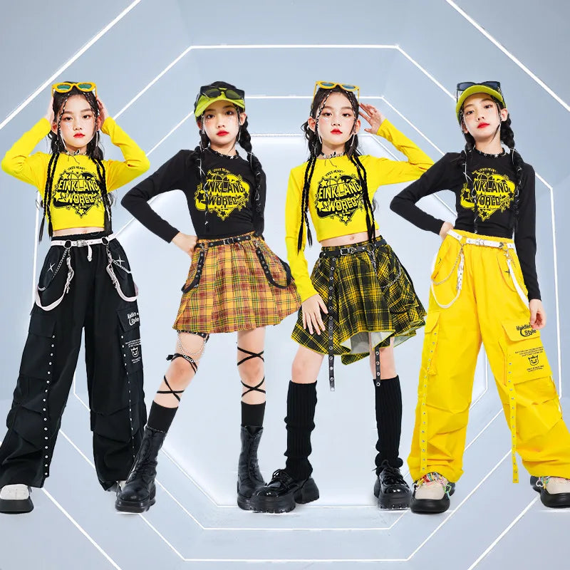 Hip Hop Kids Cool Crop Top K - pop Street Dance Cargo Pants - View 3 | SAMAG