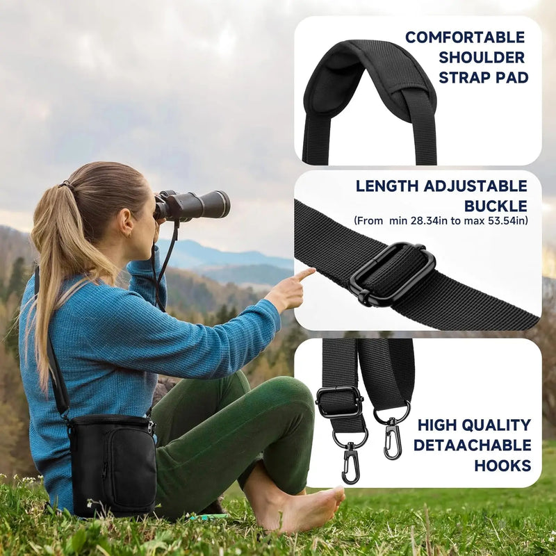 Compact Outdoor Binoculars Shoulder Bag Crossbody Camera Organizer with Wear-Resistant Adjustable Straps for Easy Carry