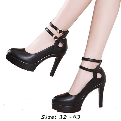 Leather shoe for women 11cm high heel platform point toe | SAMAG