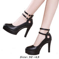 high quality leather shoe for women 11cm high heel platform point toe 32 33 42 43 elegant and fashion shoe black red white