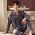 Korean Fashion Men's Cardigan Homewear for Autumn Spring Male Long Sleeves Long Pant 2Pcs/set Loungewear Hombre Pijamas 2026