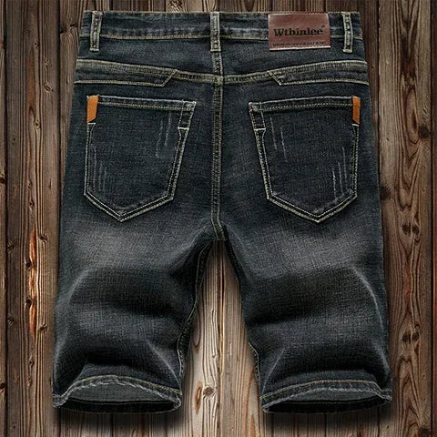 Summer Shorts Jeans Men Denim Pants Stretch Dark Blue | SAMAG
