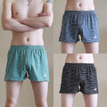 3PCS 100% Cotton Striped Pajama Pants Men's Summer Panties Breathable Big U-crotch Boxers Plus Size Loose High Elastic Underwear