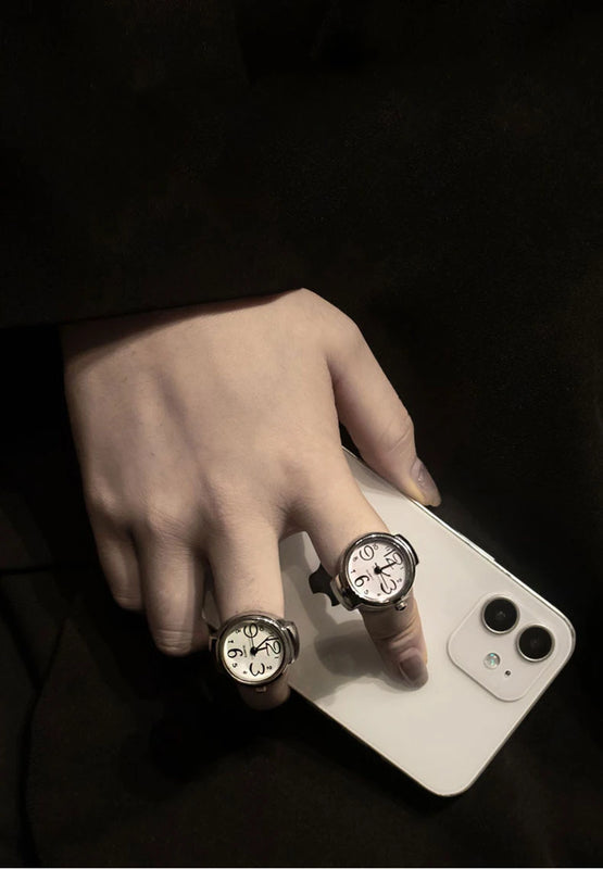 Kiss Jewelry Women Men Vintage Classic Finger Watch Rings Punk Stretchy Strap Quartz Watches Clock Ring Hip-hop anillos 2023