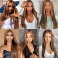 Highlight Bone Straight 100% Human Hair Bundles P4/27 Honey Brown 2 3 4 Bundles Raw Virgin Brazilian Hair Weave Bundles 24 Inch