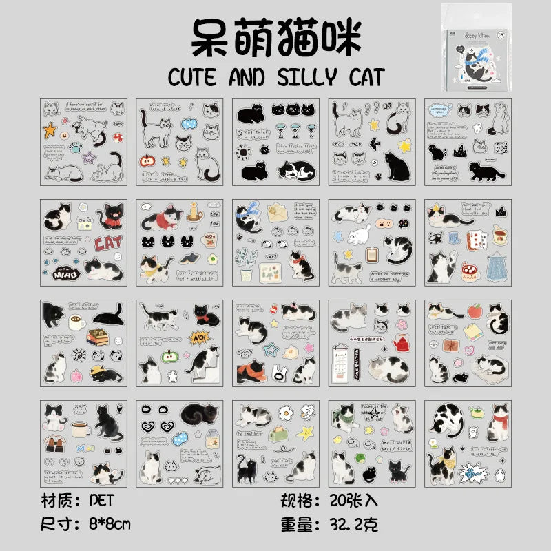 Stickers Book Cat Decorative Decal Kitty Seal for DIY Diary Planner Scrapbook Album School Supplies Stationery