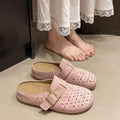 Summer Outdoor Women's Chunky Sole Mules 2026 New Arrival Slip On Closed Toe Hole Sandals Casual Clog Slippers