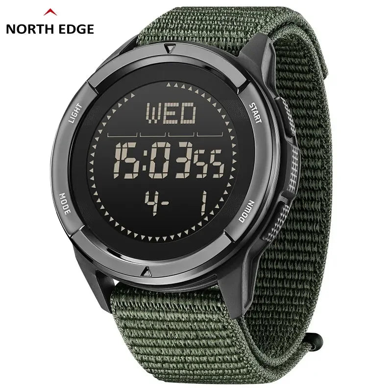 NORTH EDGE ALPS 1 Men's Digital Watch Carbon Fiber Case Shockproof Outdoor Sports Watch Compass 50M Waterproof