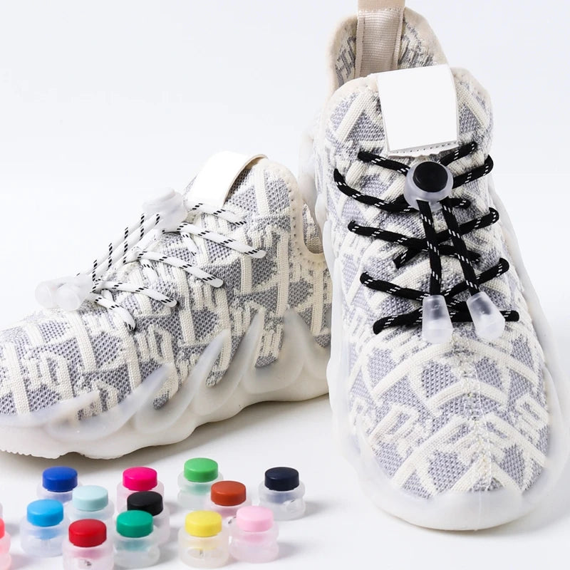 Spring Lock Shoelaces No Tie Shoe Laces Sneakers Round Elastic Shoelace Kid Adult Quick Without Ties Shoestrings Rubber Bands
