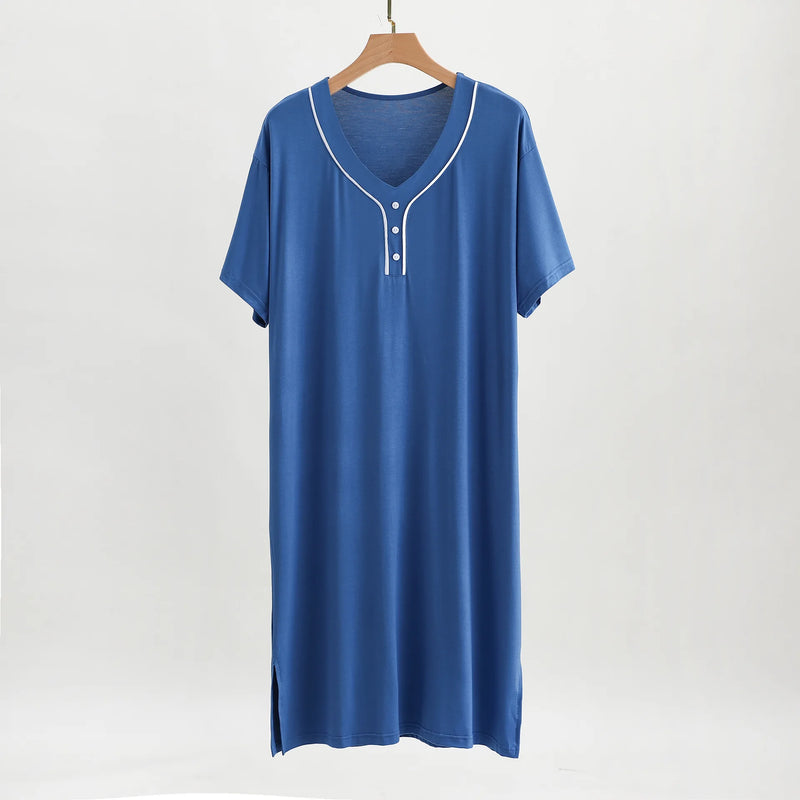 2026 Spring Summer Men's Modal Robes Pajamas Shower Mid-long Knee Length Thin Bathrobe Loose Plus Size Man Homewear Sleep Dress