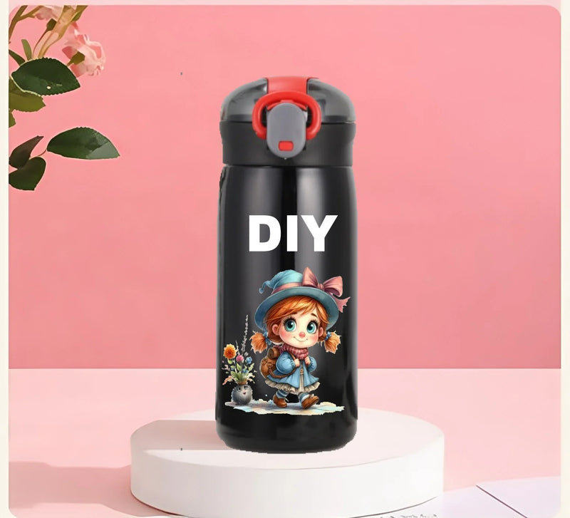 DIY 460ml Portable Kids Thermos Mug With Straw Stainless - Visuel 5 | SAMAG
