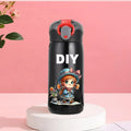 DIY 460ml Portable Kids Thermos Mug With Straw Stainless Steels Cartoon Vacuum Flasks Cute Thermal Water Bottle Customize logo