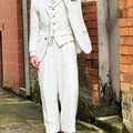 Beige Linen  Men Suits 3 Pieces Men Suits Lightweight Blazer Vest Pants Set Casual Summer Wedding Outfit