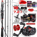 Sougayilang Casting Fishing Rod Reel Set 1.8/2.1m Carbon Fiber Casting Rod and Reel Max Drag 8kg with Line Lure for Bass Pike