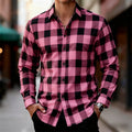 Men's Classic Red and Black Plaid Long-Sleeved Shirt | SAMAG