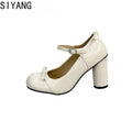 Black y2k Heels Women Mary Jane Shoes Concise Shallow Belt Buckle Shoes Spring Autumn Ladies Elegant Wedding Dancing Pumps