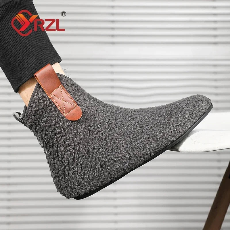 YRZL Cotton Shoes Male Boots Men Winter Warm Indoor Home Shoe Comfortable Plush Man Casual Shoes Soft  Anti-slip Walking Shoes