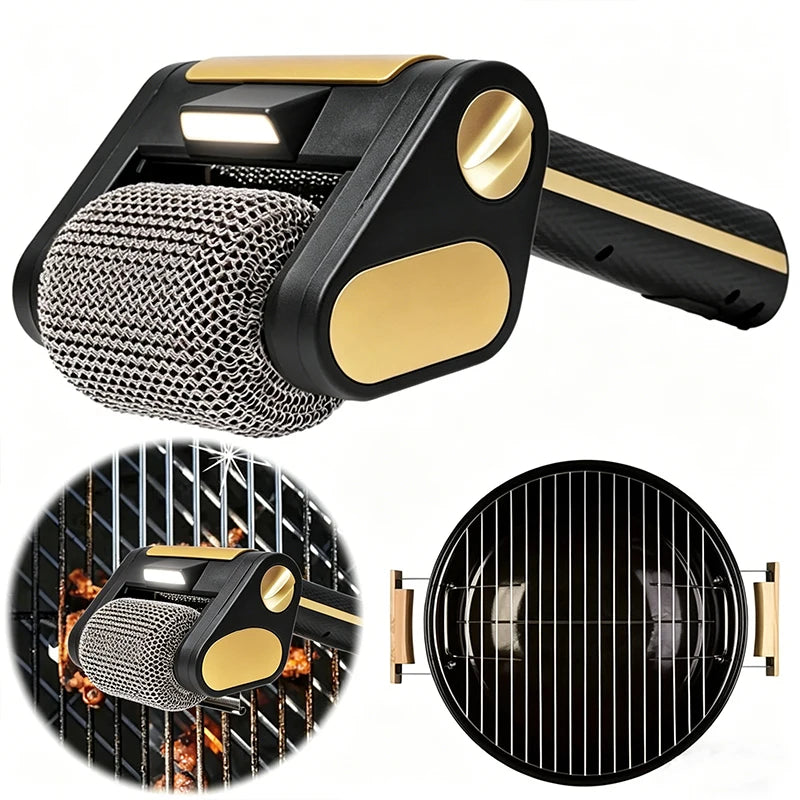 Rechargeable Electric Stainless Steel Roller Grill Cleaner Brush - Barbecue Cleaning Scrub Brush for Grills Kitchen Tools