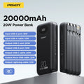 PISEN 3C Certified Power Bank 10000mAh & 20000mAh 20W Fast Charging Powerbank With 4 Built-in Cables For iPhone Samsung Xiaomi