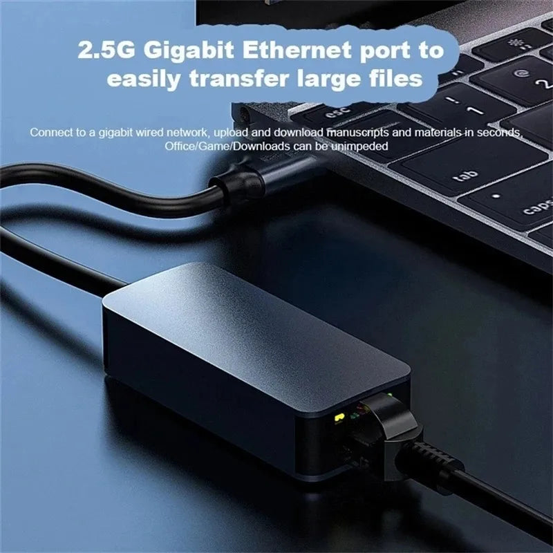 2500Mbps USB 3.0 Wired TypeC To Rj45 Lan Ethernet Adapter RTL8156 Network Card for PC Macbook Windows - Visuel 2 | SAMAG