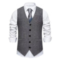 Men's Suit Vests Solid Color Herringbone Suit Waistcoat Business Casual Working Wear Retro Brown Single Breasted Vest for Men