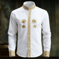 New Men's Floral Long Sleeved Shirt with Gold 3D Clover | SAMAG