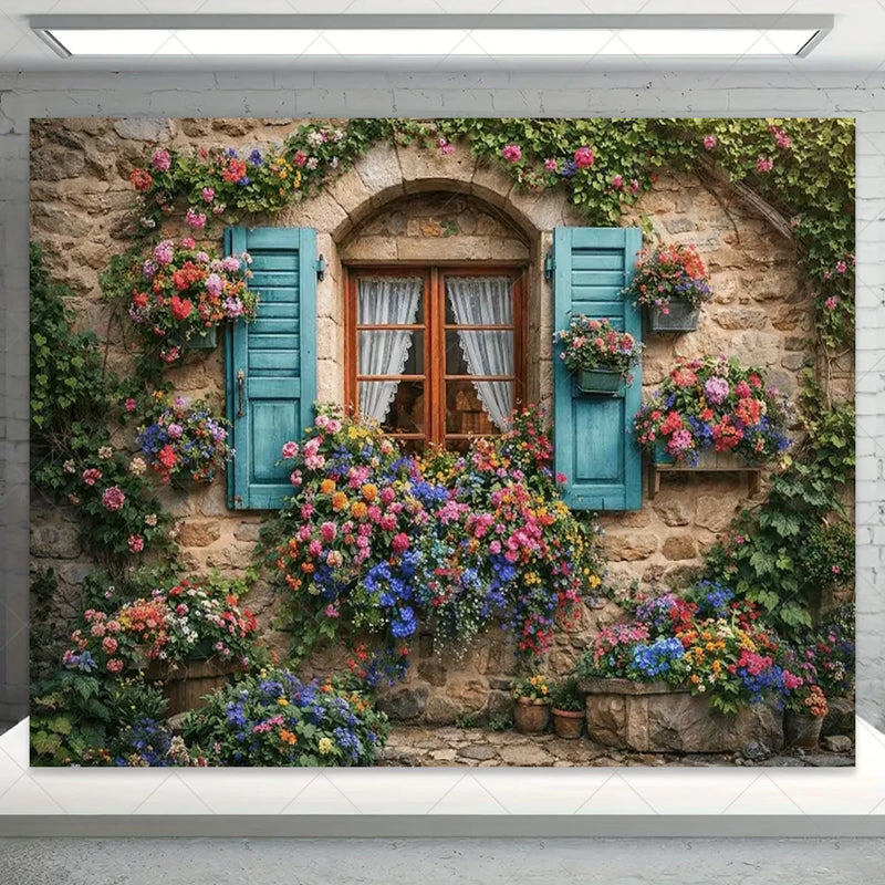 Garden Flower Windows Backdrops Indoor Floral Window Adult Birthday Party Decor Background Photography Studio Supplies Banner