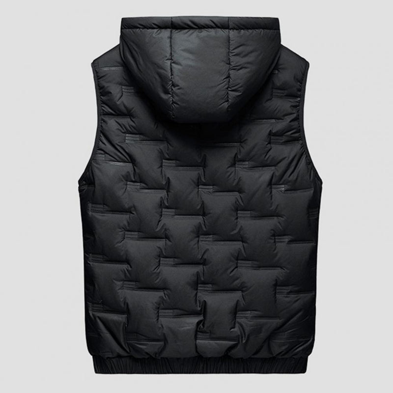 Men Autumn Winter Thickened Waistcoat Hooded Sleeveless Zipper Placket Vest Coat Down Vest Outwear Men's Iinsulated Vest